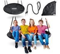 Neo-Sport Columpio Nido Exterior 120 cm - Columpio Colgante con Estructura - Carga máxima 150 kg - Resistente al Agua - Redondo - Negro