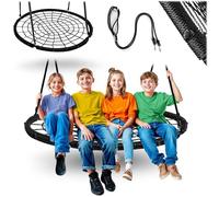 Neo-Sport Columpio Nido Exterior 120 cm - Columpio Colgante con Estructura - Carga máxima 150 kg - Resistente al Agua - Redondo - Negro