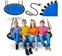 Neo-Sport Columpio Nido Exterior 120 cm - Columpio Colgante con Estructura - Carga máxima 150 kg - Resistente al Agua - Redondo - Azul