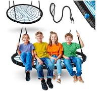 Neo-Sport Columpio Nido Exterior 120 cm - Columpio Colgante con Estructura - Carga máxima 150 kg - Resistente al Agua - Redondo - Negro Azul