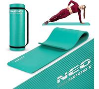 Neosport Esterilla de gimnasia flexible, antideslizante, deportiva, ligera y duradera, impermeable, para estirar, compacta, con cordón de transporte, 60 x 183 x 1,5 cm, turquesa