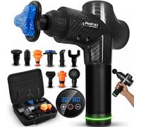 Neo-Sport Pistola de masaje, 30 velocidades, 9 accesorios, con bolsa de transporte, color negro