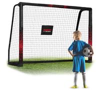 Neo-Sport Portería de fútbol para niños y Adultos, con Funda Protectora, 180 x 120 x 60 cm, diseño de Lunares, Color Negro y Rojo
