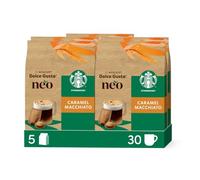 NEO STARBUCKS® Caramel Macchiato de NESCAFÉ® Dolce Gusto® - 30 bebidas | NEO STARBUCKS® Caramel Macchiato (5 packs x 6 cápsulas y 6 sobres). Caramelo y espuma cremosa. Exclusivo para NEO LATTE.
