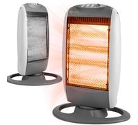 NEO TOOLS Calefactor halógeno por infrarrojos 400/800/1200 W - calor instantáneo, oscilación de 90°, silencioso y eficiente energéticamente, calentador de pie para viviendas, oficinas y áreas de