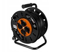 NEO TOOLS Carrete de cable - 4 enchufes - 230 V - IP20 negro - Carrete de cable con 4 tomas - Con fusible térmico y conexión a tierra - Potencia: 3600 W 3 x 2,5 mm 40 m