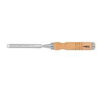 NEO TOOLS Cincel para madera, cincel, cincel, ancho de la hoja: 10 - 38 mm, hoja de acero CrV, mango de madera para mayor comodidad, refuerzo de impacto, anillos metálicos en los mangos, reafilable