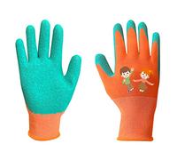 NEO TOOLS - Guantes de trabajo resistentes para niños, hechos de poliéster con revestimiento de látex - Talla 3/4/5 - Categoría I, material exterior transpirable, buen ajuste, cierre con cordón (3)