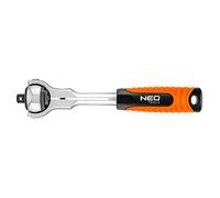Neo Tools Llave de carraca con 72 dientes para un ángulo de giro de 5°, llave de inserción CrV y acero CrMo, cabezal giratorio de 360°, conforme a DIN 3122:2017-04