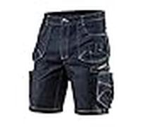 Neo Tools Pantalones Cortos de Trabajo para Hombre, Costuras reforzadas, 98% algodón, 2% Elastano, 410 g/m2, Fabricado según la Norma EN ISO 13688:2013, Certificado CE, Denim, Talla L