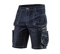 Neo Tools Pantalones Cortos de Trabajo para Hombre, Costuras reforzadas, 98% algodón, 2% Elastano, 410 g/m2, Fabricado según la Norma EN ISO 13688:2013, Certificado CE, Denim, Talla S