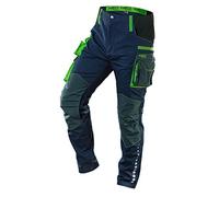 Neo Tools Pantalones de Trabajo para Hombre, 62% algodón, 35% poliéster, 3% Elastano, Zona de Las Rodillas Reforzada con Cordura, Insertos Laterales de Tejido Acanalado, Azul Marino, Talla L