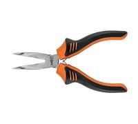 NEO TOOLS - Pinzas alargadas dobladas (160 mm, acero templado, con resorte de orificio y lado interior ranurado de las mandíbulas