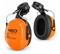 NEO TOOLS Protector auditivo para Casco, SNR 29 dB, Superficie Suave | Orejeras ajustables en altura, brazos giratorios y orientables