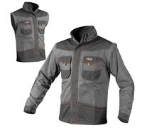 NEO TOOLS Sudadera 2 en 1 para hombre, ropa de trabajo, ropa de trabajo, chaleco, 100% algodón, peso 260 g/m2, mangas desmontables, color gris