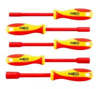 NEO TOOLS VDE - Juego de llaves de vaso aisladas (5 piezas, 5,5-13 mm, para trabajos bajo tensión, herramientas de electricista para tornillos precisos y seguros)