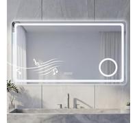 NeoArt Espejo baño con luz Frontal LED Bluetooth antivaho 100x60 cm | Regulable 3000K-6500K 3 Colores ajuste de Brillo 10%-100% Espejo de Aumento 3X Función Memoria Interruptor Táctil IP44 IP65