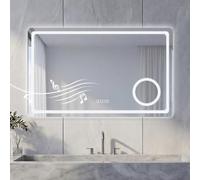 NeoArt Espejo baño con luz Frontal LED Bluetooth antivaho 80x60 cm | Regulable 3000K-6500K 3 Colores ajuste de Brillo 10%-100% Espejo de Aumento 3X Función Memoria Interruptor Táctil IP44 IP65