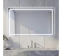 NeoArt Espejo baño con luz LED antivaho HD Espejo Plateado 80x60 cm | Espejo de baño regulable 3000K-6500K 3 colores ajuste de brillo 10%-100% función memoria interruptor táctil IP44 IP65