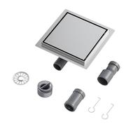 Neodrain Desagüe de ducha de acero inoxidable, cuadrado, 20 x 20 cm, con sifón de 360°, tapón de olor y filtro de pelo, 2 en 1, para azulejos, desagüe de ducha