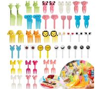 Neodtx Food Picks Niños 60 Piezas Animales Ojos Pinchos de Frutas Picador de Alimentos para Alimentos Mini Tenedores de Frutas Fiambrera Accesorios Frutas Palillos de Dientes para Postre Frutas Fiesta