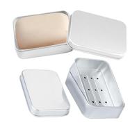 Neodtx Jabonera de aluminio para hombre, 2 unidades, jabonera con tapa, jabón de afeitar, caja de jabón impermeable pequeña para viajes, recipiente de jabón inoxidable resistente a la humedad para el