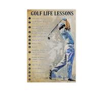 NEOHI Lienzo decorativo para pared, diseño de lecciones de la vida de golf con texto en inglés "Boy Playing Golf" (40 x 60 cm)