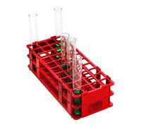 neoLab 6-2547 - Marco para tubos de ensayo de polipropileno, 40 capacidades, 4 x 10 agujeros, 20 mm de diámetro para vasos, 20,5 mm de diámetro, color rojo