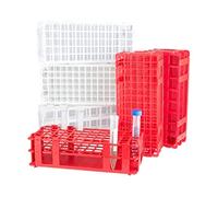 neoLab 6-2549 - Marco para tubos de ensayo de polipropileno para coche, 21 capacidad, 3 x 7 agujeros, 30 mm para recipientes de diámetro hasta 30,5 mm de diámetro, color rojo