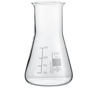 neoLab Paquete de 10 frascos Erlenmeyer de cuello ancho, 250 ml, hechos de vidrio de borosilicato Simax 3.3, termo de vidrio con graduación y graduación, termo volumétrico, resistente al calor y a los