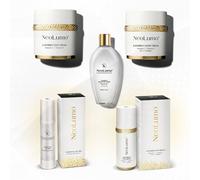 NeoLumo Loyality Set - Paquete completo de cuidado con tónico de equilibrio de vitamina C, exfoliante de gel purificador, crema de día Synergy, crema de noche Synergy y suero para ojos Synergy