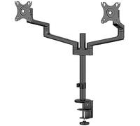 Neomounts Next Lite Brazo de monitor ahorrador de espacio para 2 monitores, negro (con abrazadera y ojal)