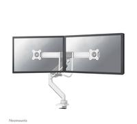 Neomounts Next Core Brazo de monitor con resorte de gas para 2 monitores, blanco (con abrazadera y pasacables de escritorio)