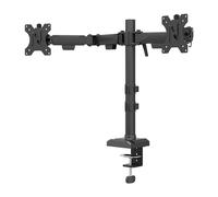 Neomounts Nero Quick Fix Brazo de monitor para 2 monitores negro (con abrazadera y pasacables de escritorio)