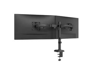 Neomounts Nero Quick Fix Brazo de monitor para 2 monitores negro (con abrazadera y pasacables de escritorio)