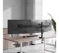 Neomounts Nero Quick Fix Brazo de monitor para 3 monitores negro (con abrazadera y pasacables de escritorio)