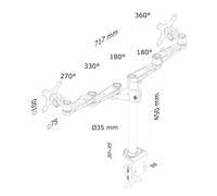 Soporte de escritorio NEWSTAR FPMA-D935D - Para dos monitores planos de hasta 26" 68 cm - 25,4 cm a 68,6 cm