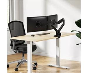 Neomounts Next Slim Desk Brazo de monitor con resorte de gas para 2 monitores, negro (con abrazadera y pasacables de escritorio)