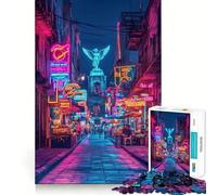 Neon Angel Alley, México Rompecabezas de 1000 Piezas para Adultos Desarrolla la Capacidad Mental Tiempo de reflexión Bordes precisos (38x26cm)