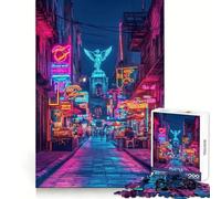 Neon Angel Alley, México Rompecabezas de 1000 Piezas para Adultos Desarrolla la Capacidad Mental Tiempo de reflexión Bordes precisos (38x26cm)