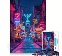 Neon Angel Alley, México Rompecabezas para Adultos 1000 Piezas Logic Boost Toy Group Joy Premium Edge Bday Surprise (50x75cm)