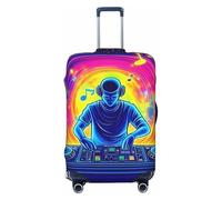 Neon Beat - Funda elástica para equipaje de viaje, protección contra arañazos, con impresión UV, Black, M
