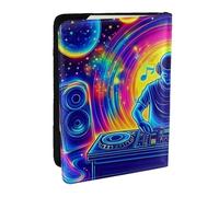 Neon Beat - Funda para pasaporte con estampado UV, funda organizadora de viaje de piel sintética para hombres y mujeres, 6.5 pulgadas, Black, Talla única