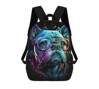 Neon Bulldog Glasses Art Print Mochilas Impresas En 3D Para Niños 17inch Mochilas De Moda Informales Para El Día A Día, Bolsas De Viaje, Mochilas Informales Para Exteriores Para Niños Y Niñas