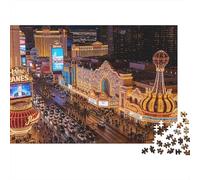 Neon Cityscape Puzzle 1000 Piezas Reciclable Material Las Vegas Night Adult Puzzles Tiempo de Juego Familiar Props Interesting Family Game for Mujeres 52x38cm/1000pcs