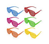 Neon Color Shutter Shadeds Glasses for Kids, 6pcs Plastic Novelty Party Sunglasses, Fancy Dress Costume Glasses Tw