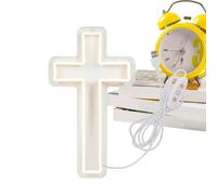Neon Cross,Lighted Religious Sign - 21x28cm Lighted Christian Catholic Crucifix | Peaceful For Homeowners Home Apartment Living Room Bedroom Office Entryway Bar Gatherings Meditation Wedding