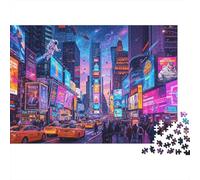 Neon Cyberpunk Puzzle 1000 Piezas Reciclado Paper Bright New York Puzzle for Boy & Girl Ages 6 Years Up Juego Educativo Challenge Fun Juego de Familia 52x38cm/1000pcs