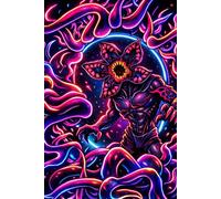 Neon Demogorgon journal notebook 80's Stranger Diary Things 6x9 Upside Down