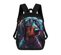 Neon Dog Glasses Art Print -2 Mochilas Impresas En 3D Para Niños 17inch Mochilas De Moda Informales Para El Día A Día, Bolsas De Viaje, Mochilas Informales Para Exteriores Para Niños Y Niñas